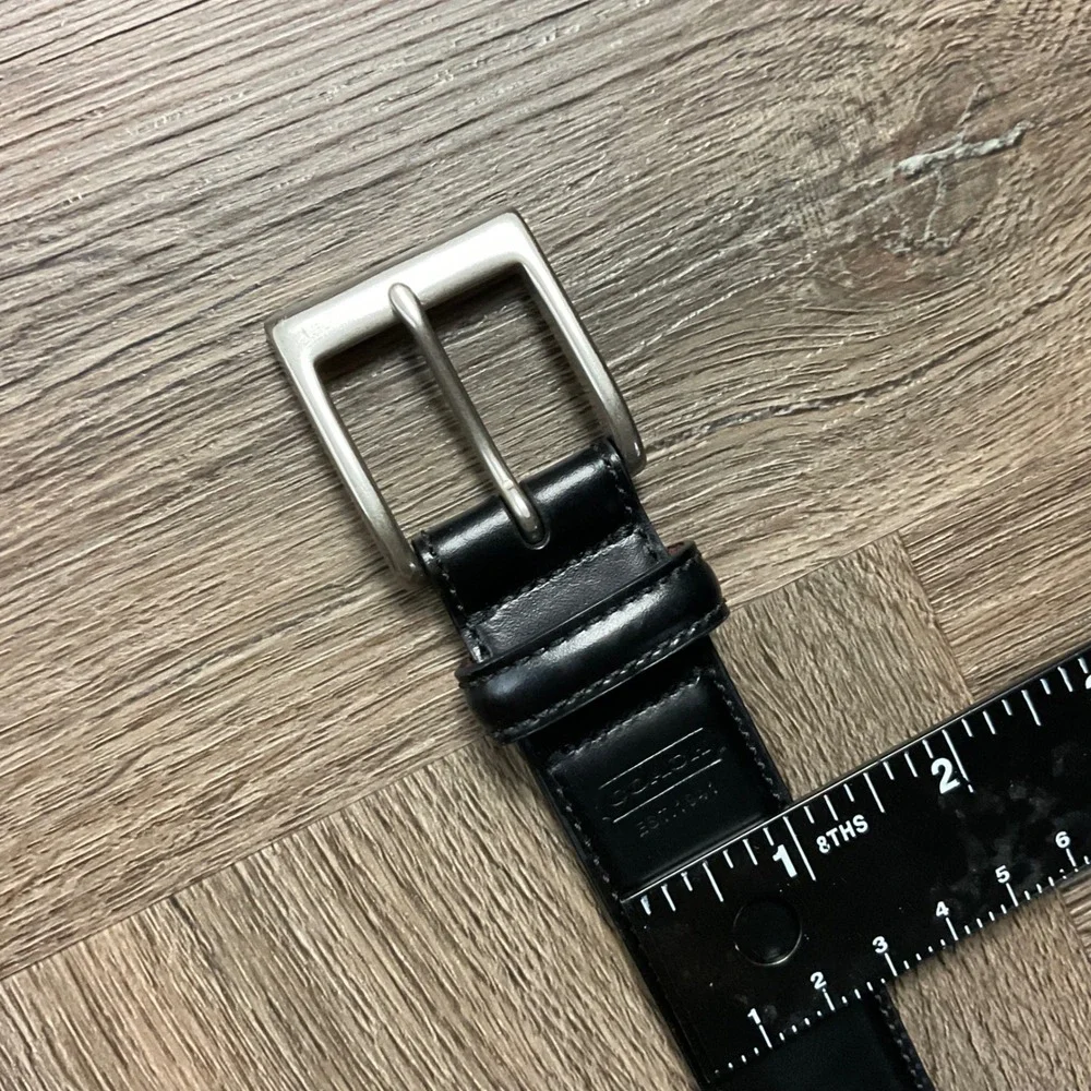 Coach Belt Mens 40 Black Silver Leather Solid Brass Square Buckle Classic 5963